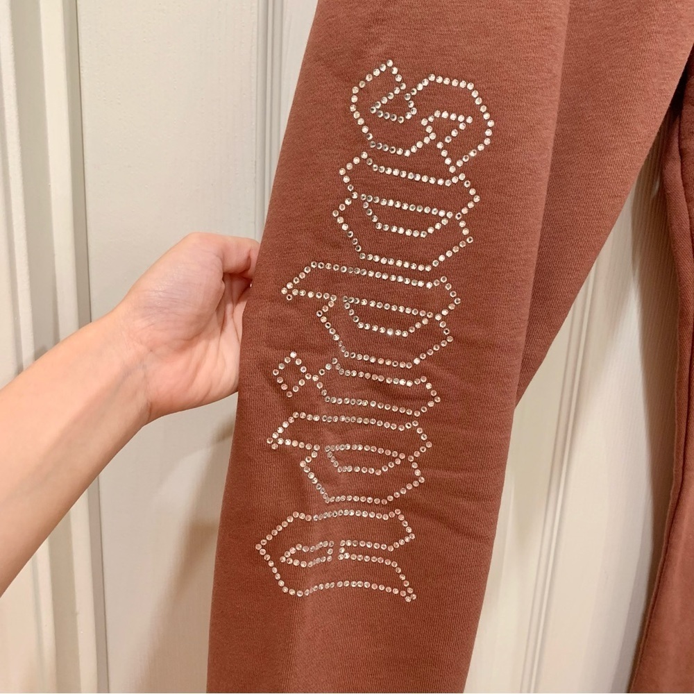 🤎 ADIDAS Rust Orange Rhinestone Embellished Tracksuit Set - Picture 12 of 14
